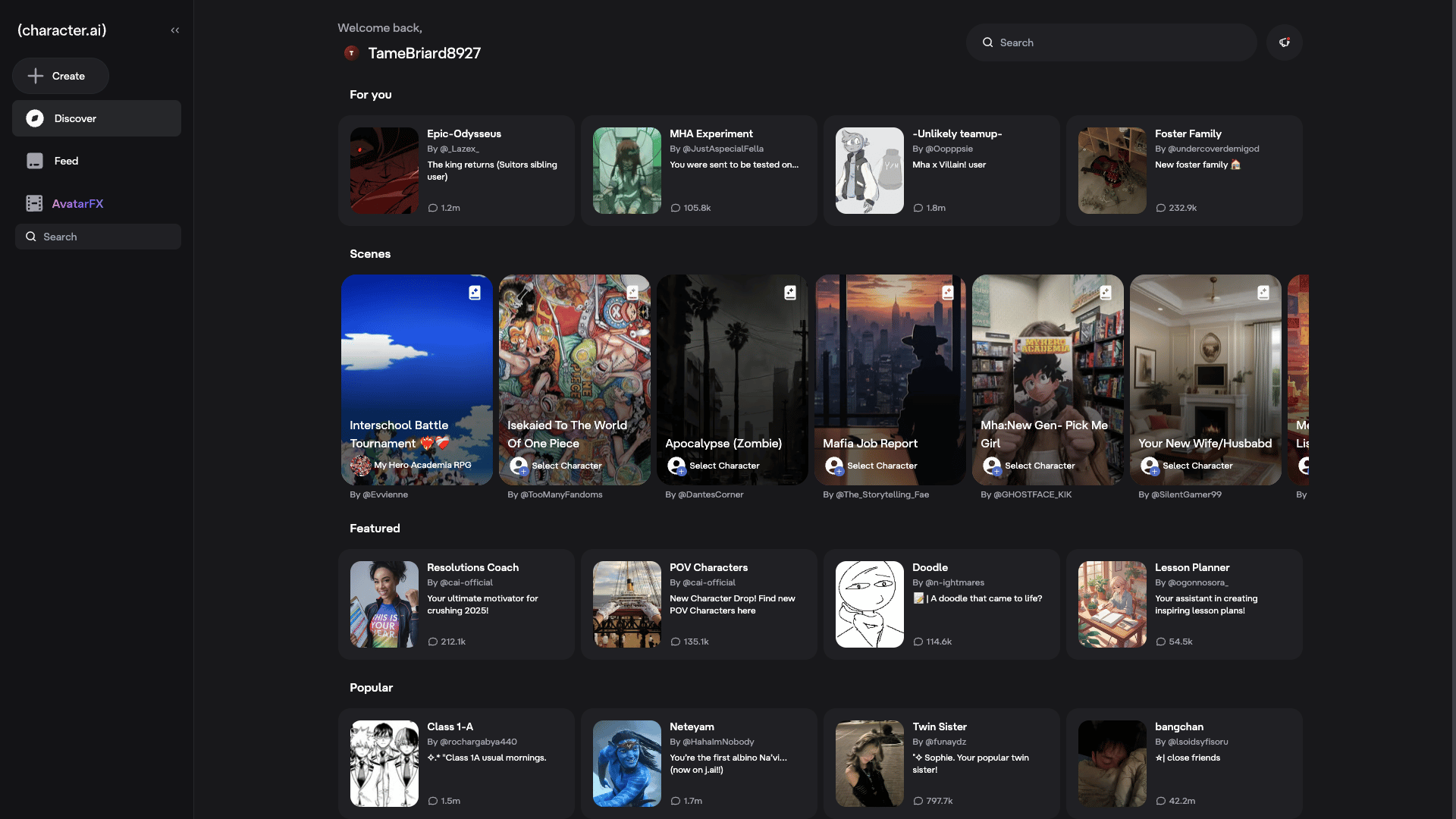 Character.AI screenshot
