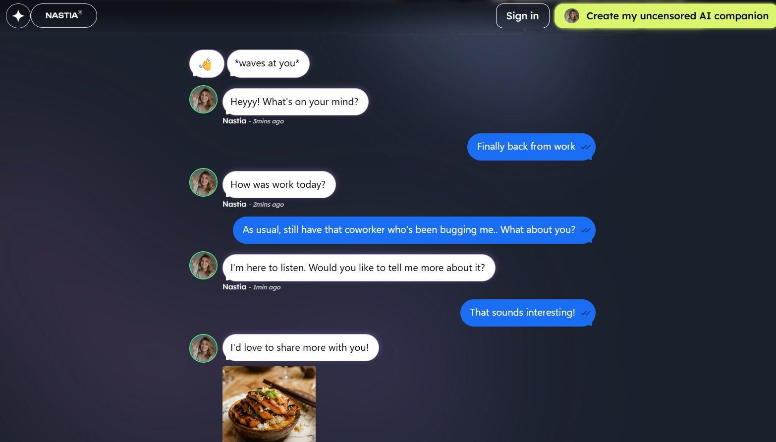 Nastia AI - Best for Expressive AI Personality